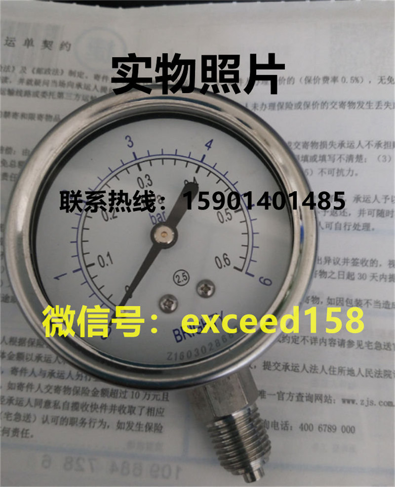 BRIGHTY布莱迪压力表YTH-63,.AO  0-0.6MPA