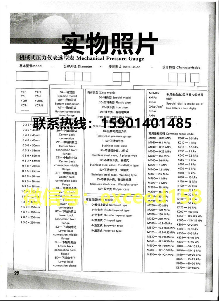 BLD布莱迪压力表选型资料