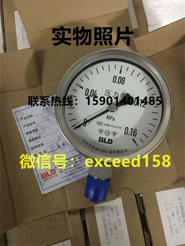布莱迪BLD压力表YTH-100.A0  0-0.16MPA1