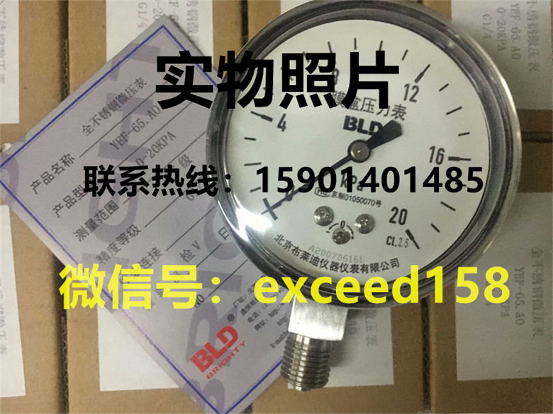 布莱迪BLD微压表YEF-65.A0   0-20KPA