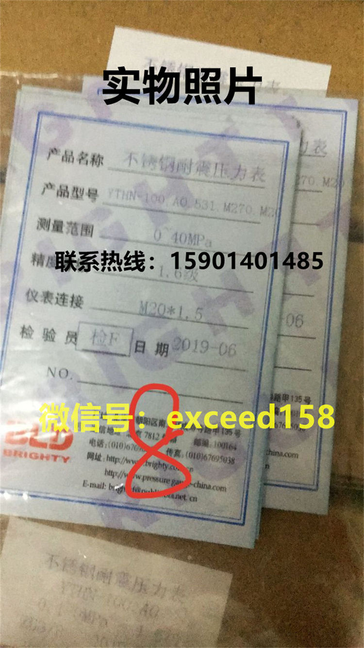 布莱迪BLD压力表YTHN-100.A0  0-40MPA