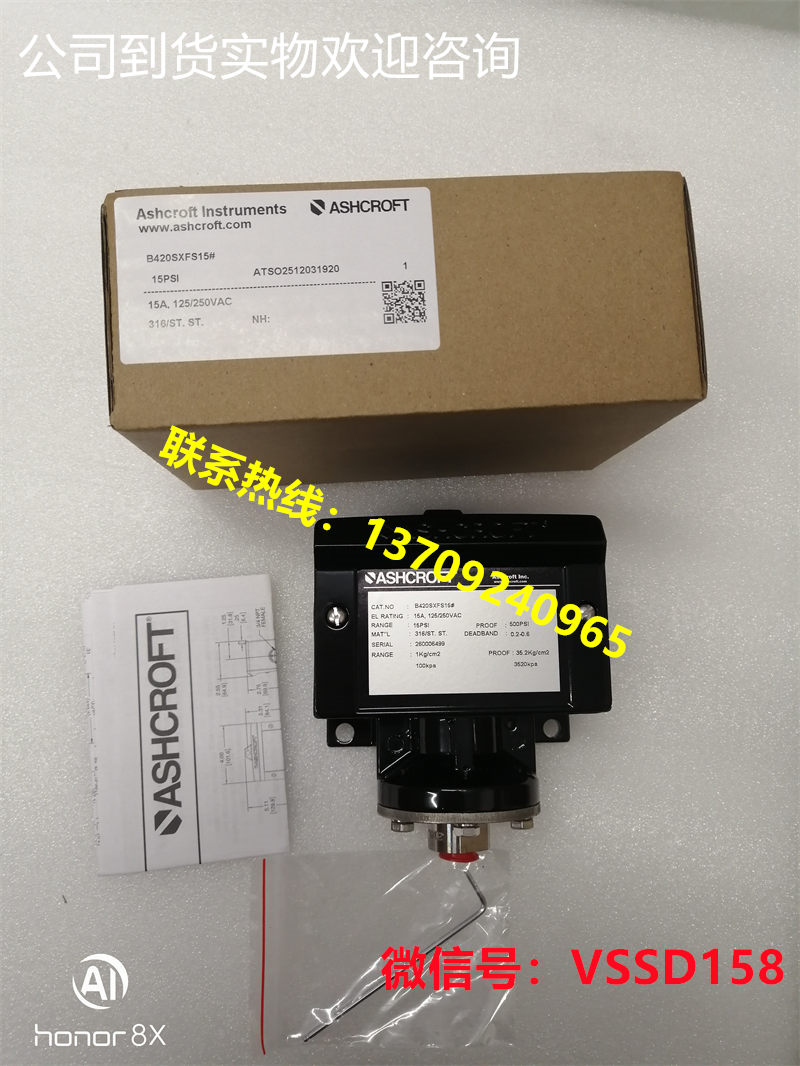 B420SXFS15# ASHCROFT雅思科   品牌B420S XFS型号压力开关 (1)