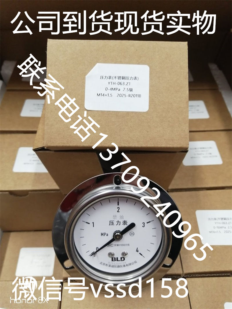 布莱迪BLD不锈钢压力表YTH-063.ZT  0-4MPA