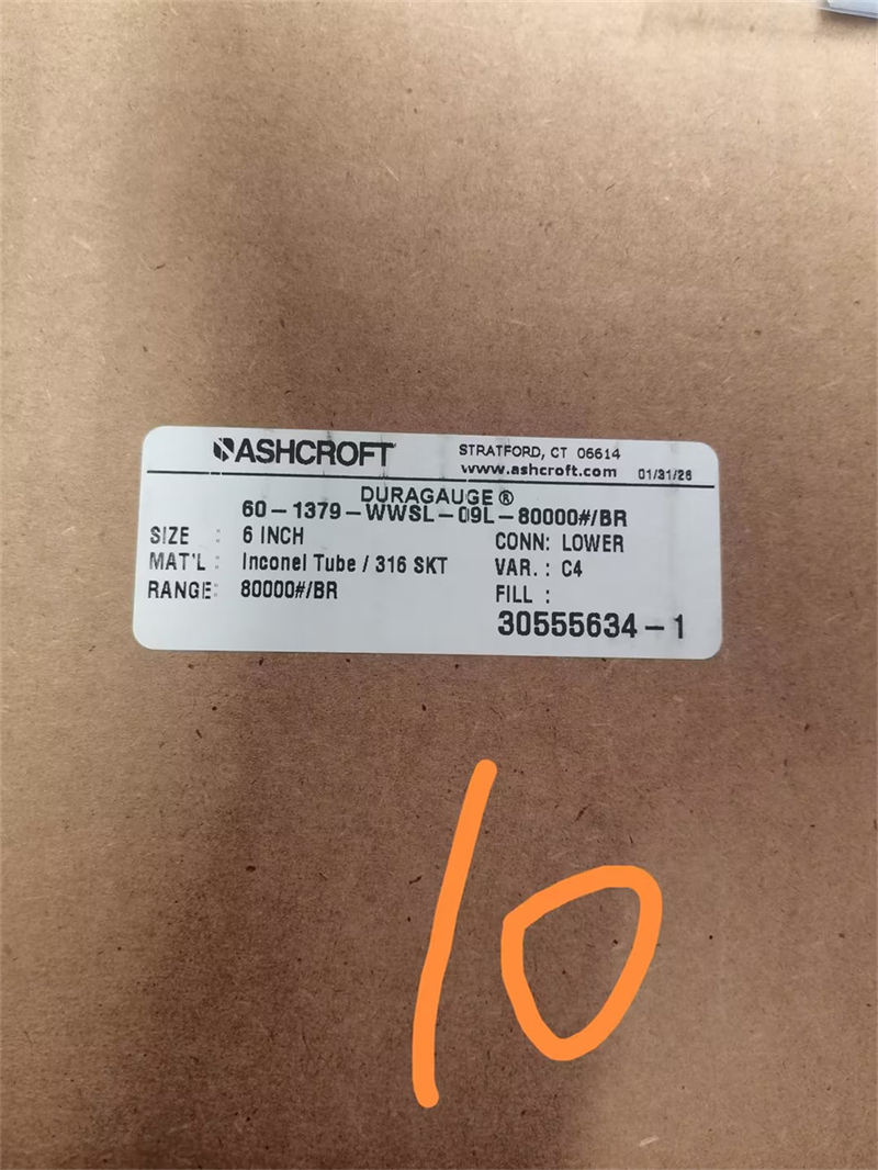 美国ASHCROFT雅斯科 压力表601379WWSLRXLXC480000# Bar 和 Psi 双刻度 916-18UNF 外螺纹
